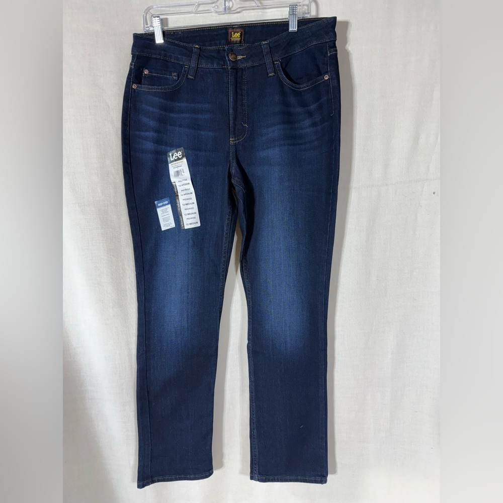 Lee straight leg mid rise Indigo Blue stretch Denim Pants size 12